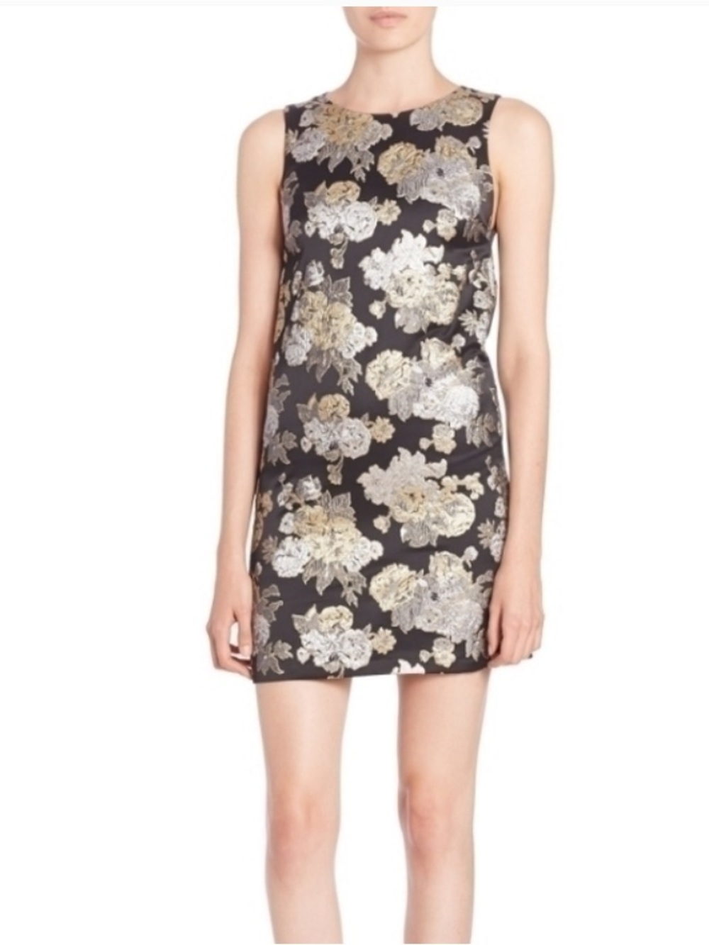 Alice + Olivia Clyde Metallic Jacquard Mini Shift Dress